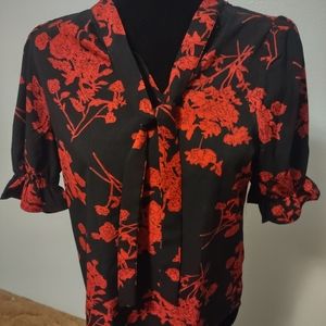 Red/ black floral dress shirt